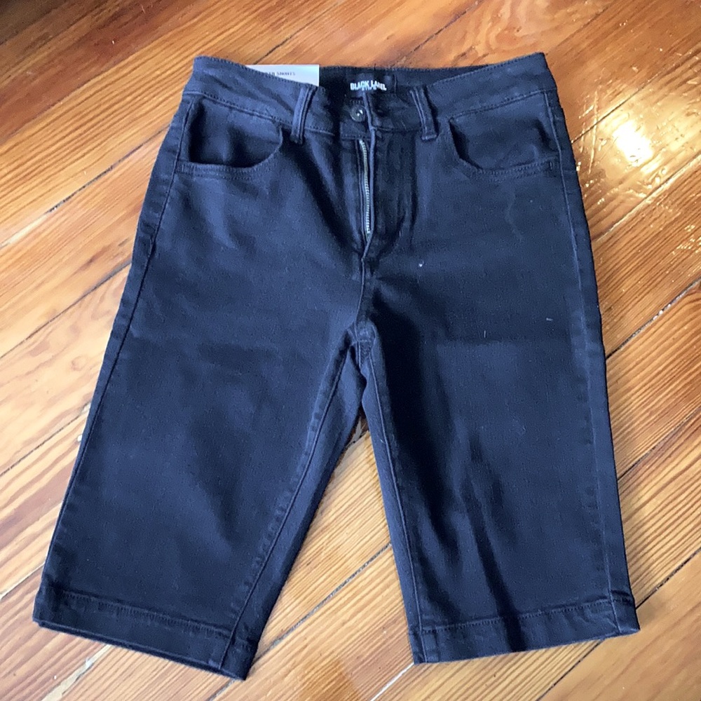 Black denim Bermuda “biker” shorts from Black Label NWT!